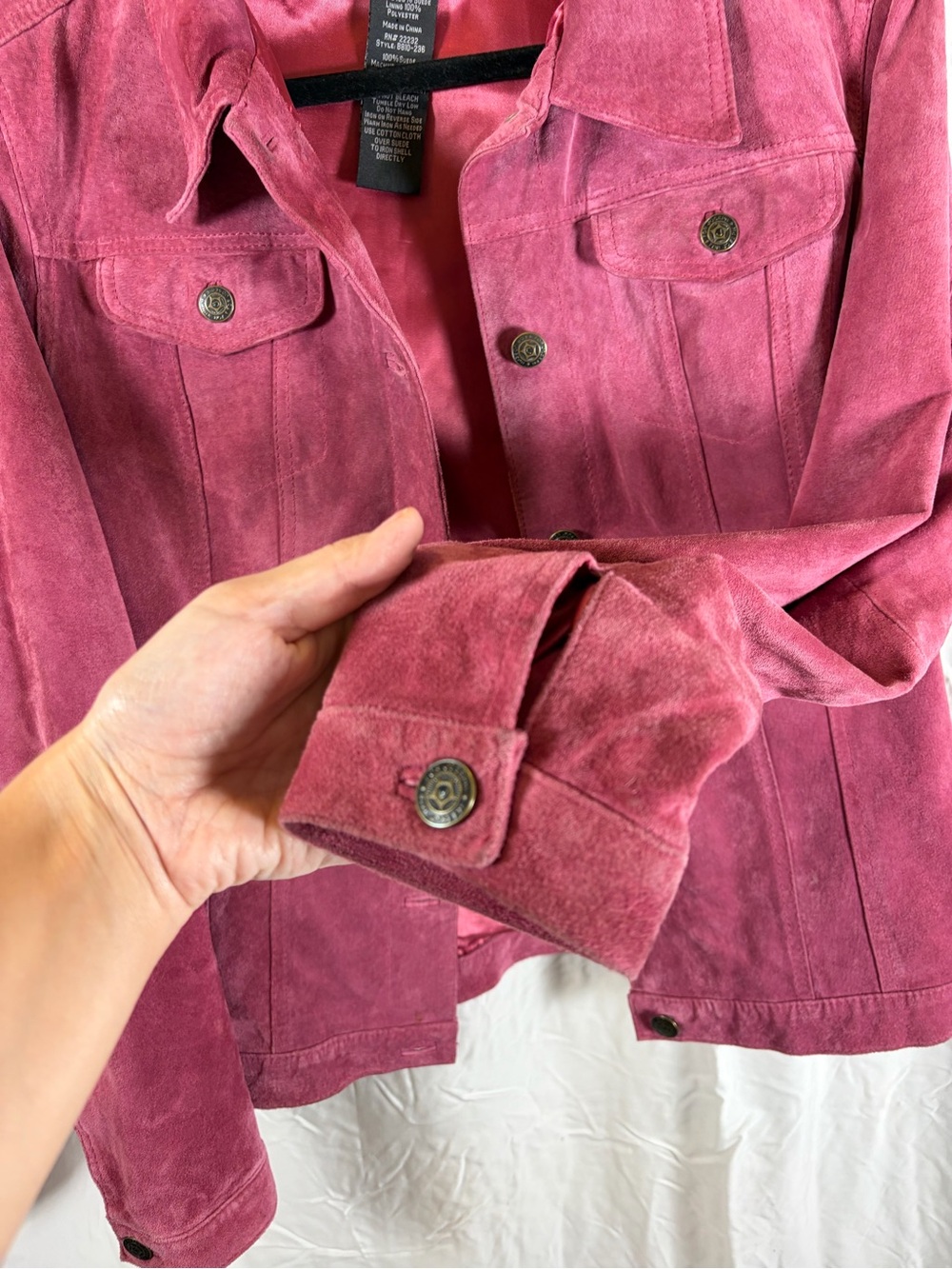For Joseph Women’s Suede Button-Front Collared Jacket in Pink sz M - Picture 5 of 11